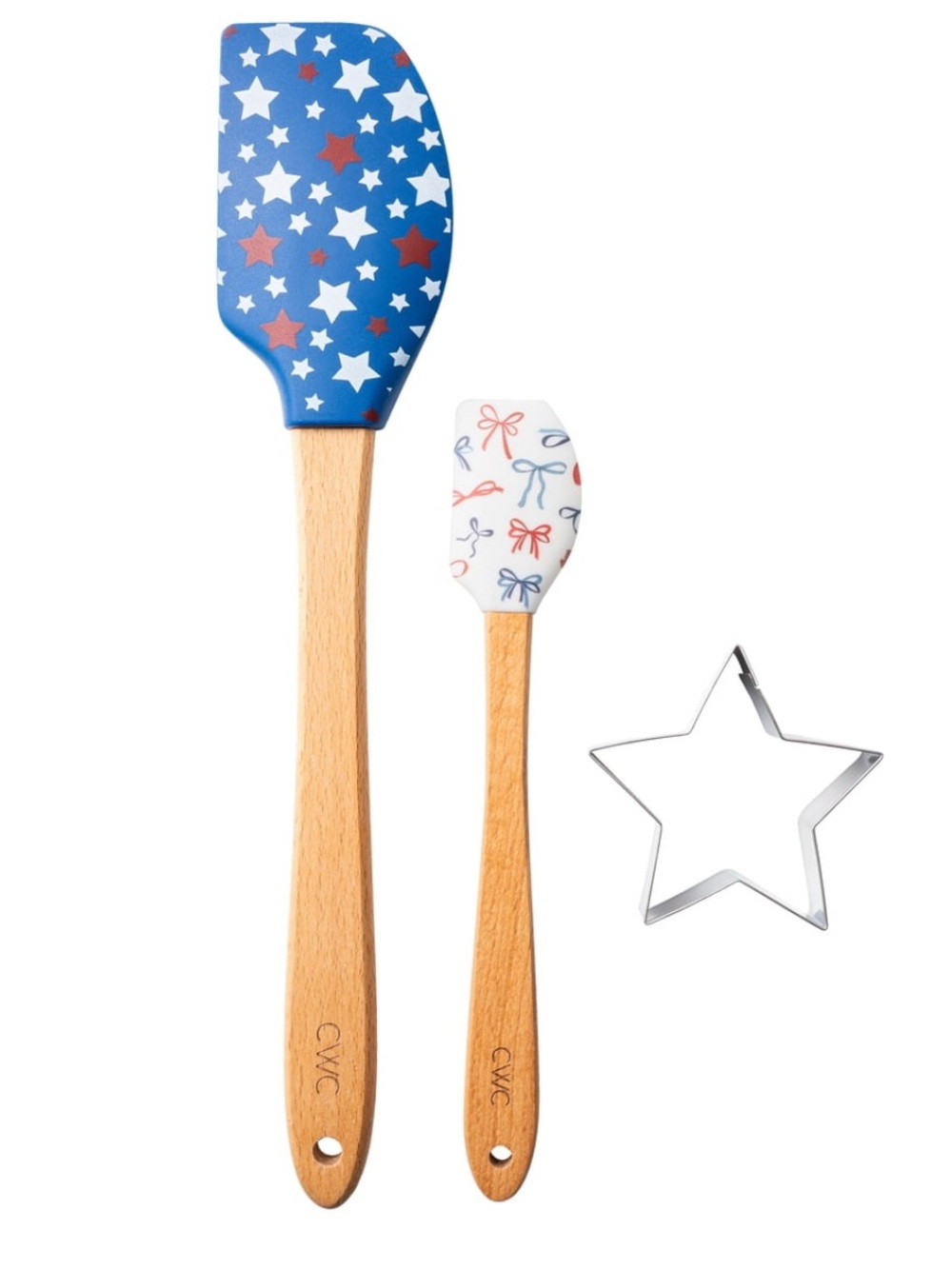 Cook With Color Spatula Cookie Cutter 3 Piece Set 4th July Stars Bows Coquette